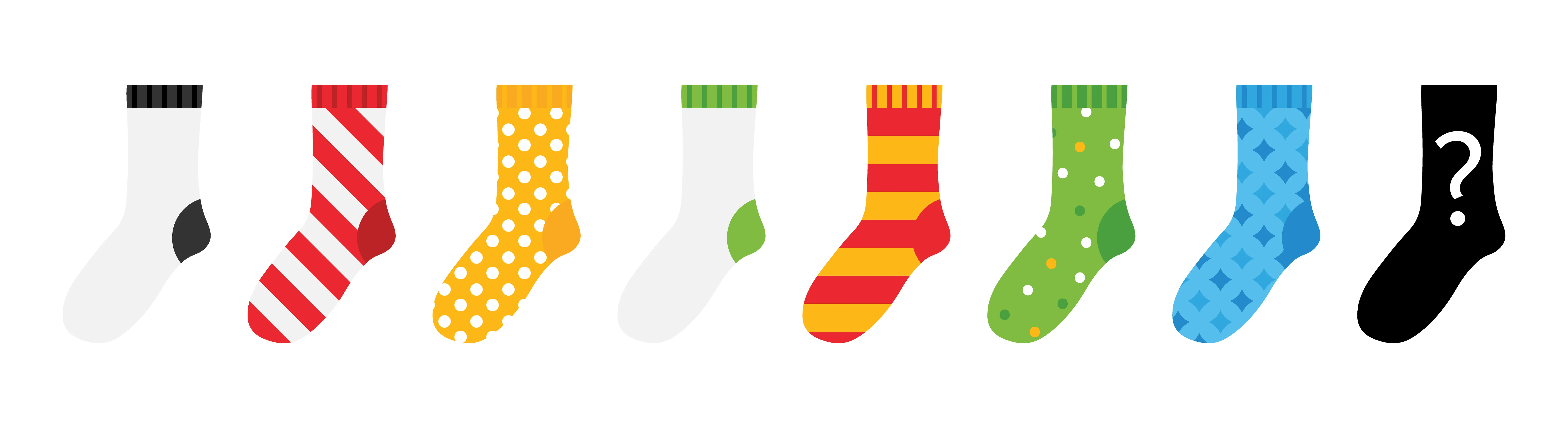 Illustration of different types of socks